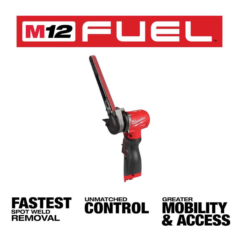 M12 FUEL Series Bandfile, Milwaukee, Tool Only, 12 V, 18 in L x 1/2 in W Belt, 1800, 3600 fpm Speed, Sanding Belt - 3