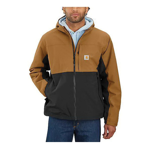 Carhartt 105751-B47-2XL-R Packable Jacket, 2XL, Nylon, Black/Carhartt Brown, Hooded, Zipper, Regular - 2