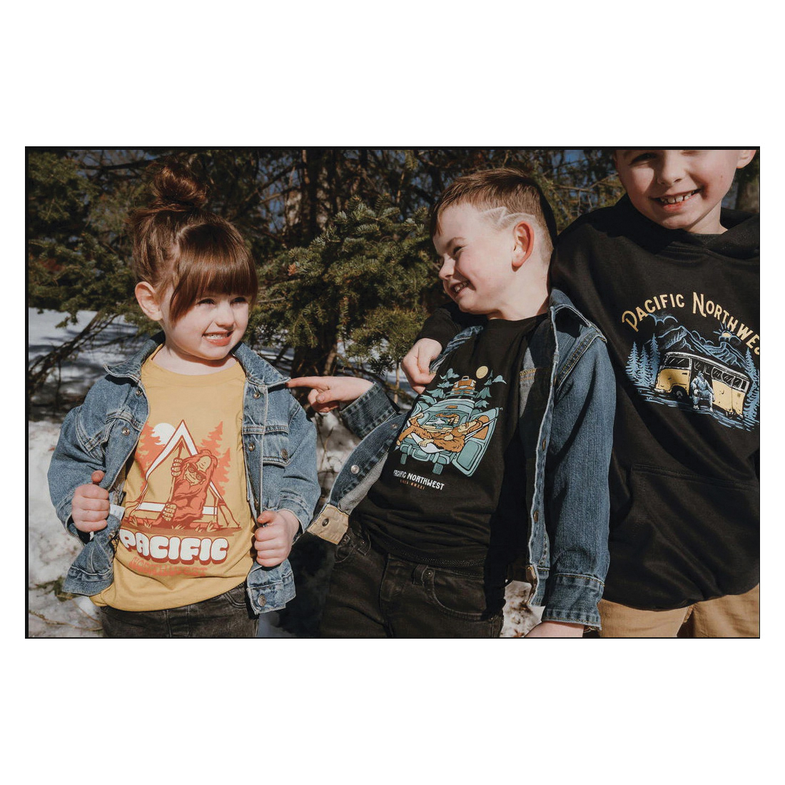 Northwest Vibes Y210-L Classic T-Shirt, L, Cotton/Polyester, Mustard, Campout Graphics, Crew Neck - 3