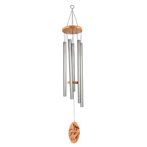 90643 Wind Chime, 5 in L x 5 in W x 36 in H Dimensions, Silver