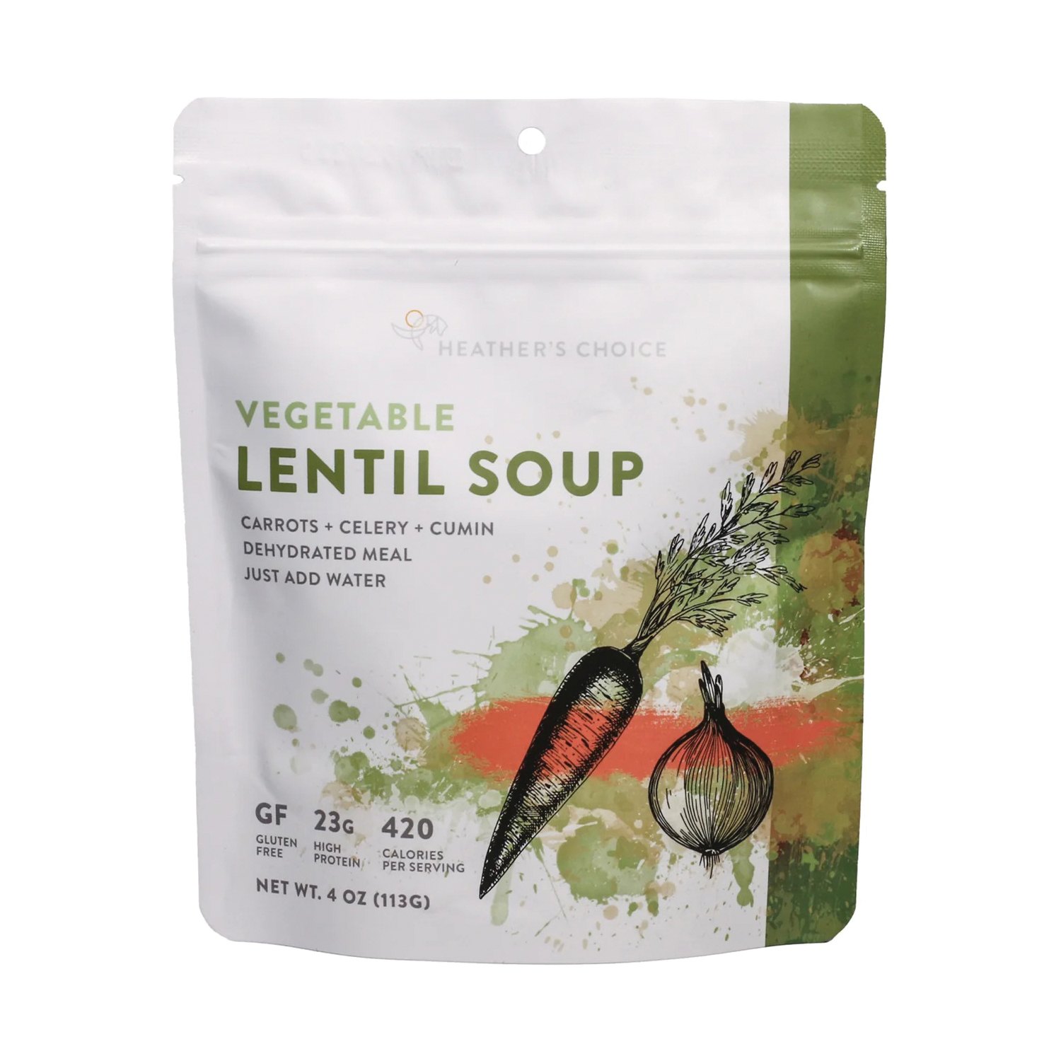 Heather's Choice Veg Soup, Lentil, Vegetable, 4 oz, Pouch - 1