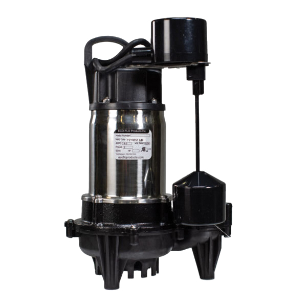 Sump Pump, Eco-Flo, 1-Phase, 8 A, 115 V, 3/4 hp, 25 ft Max Head, 5100 gph, Stainless Steel - 2