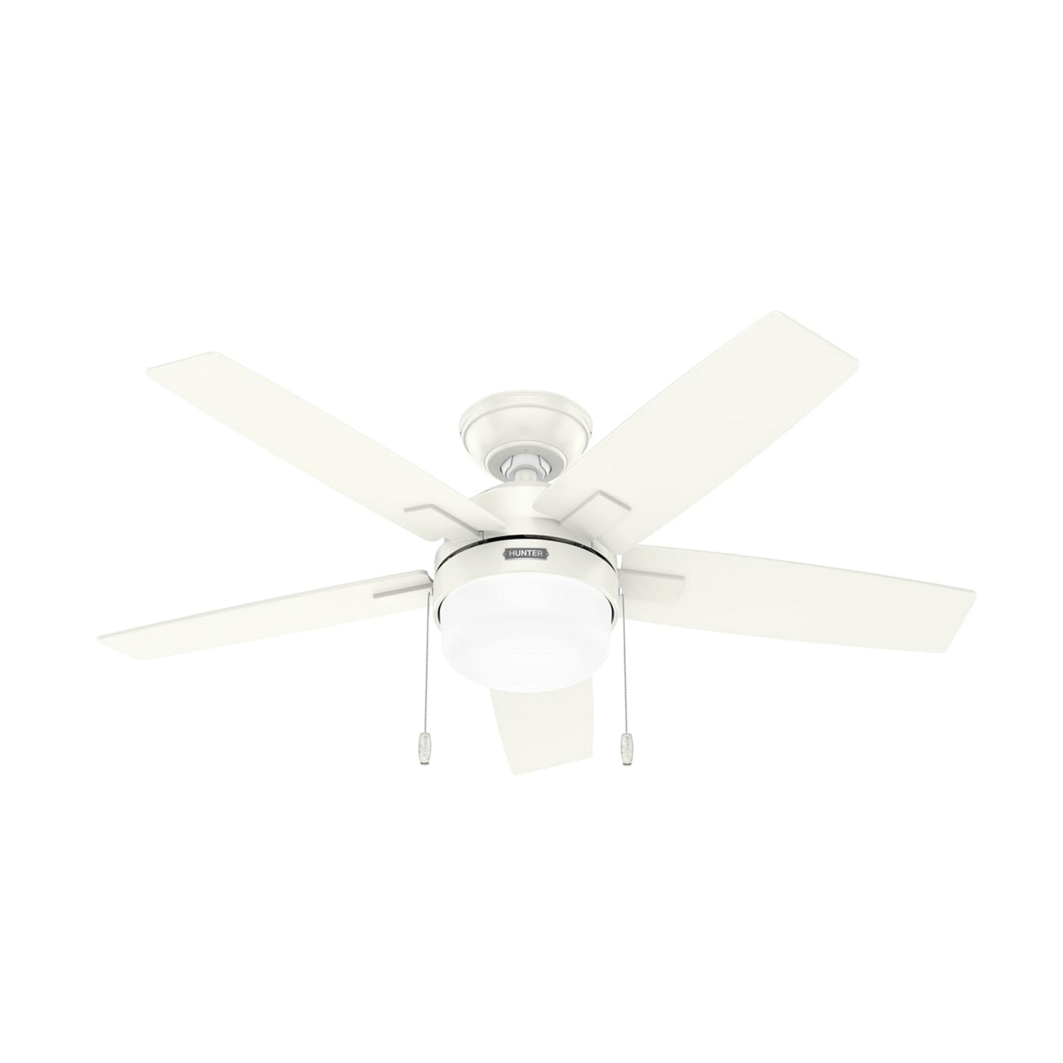Anisten Series 52488 Ceiling Fan, 5-Blade, White Housing, Fresh White/Light Oak Blade, 44 in Sweep, MDF Blade