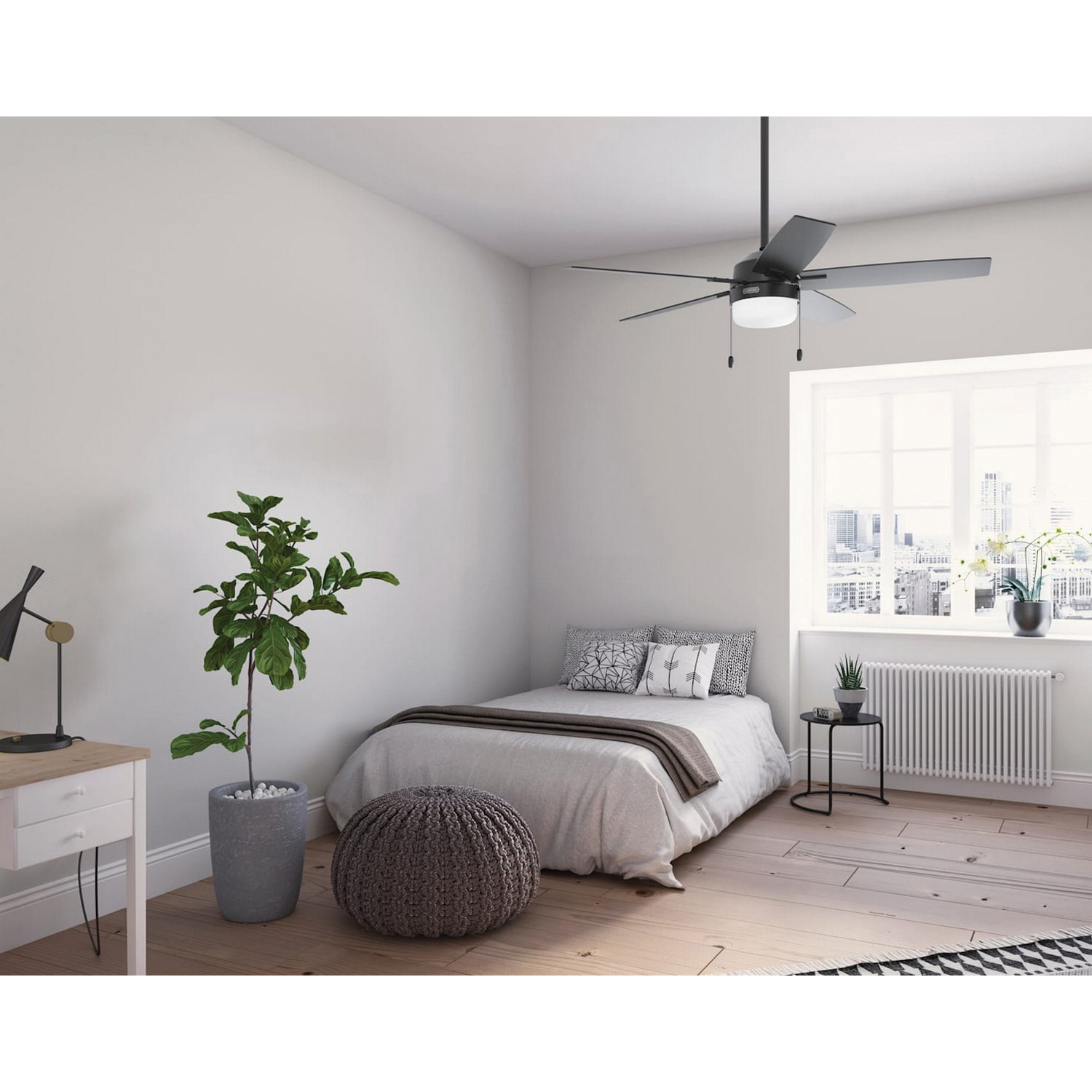 Anisten Ceiling Fan, Hunter, 52 in Dia, Matte Black/Dark Gray Oak - 4