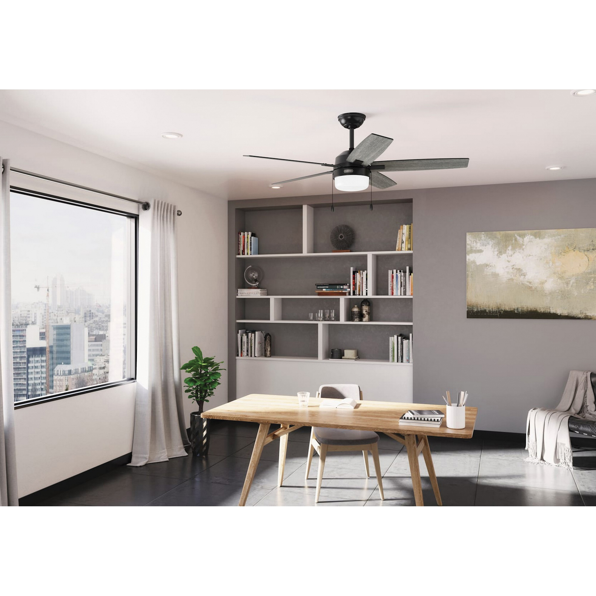 Anisten Ceiling Fan, Hunter, 52 in Dia, Matte Black/Dark Gray Oak - 5