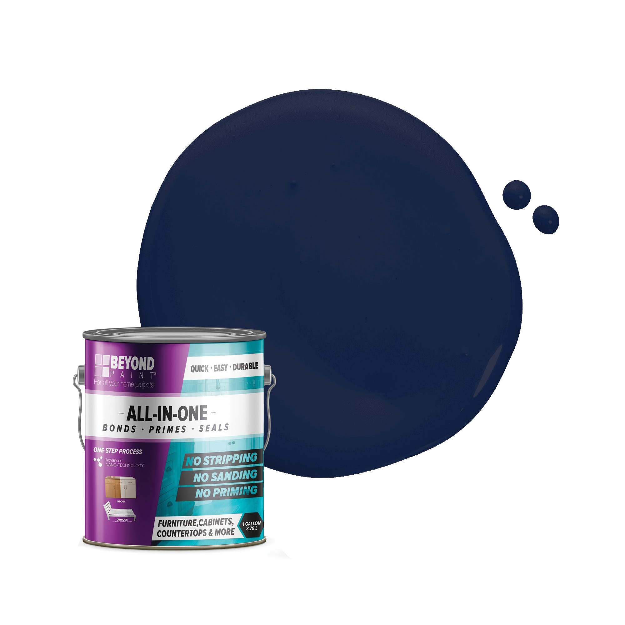 BEYOND PAINT All-In-One Series BP48 Craft Paint, Flat, Navy, 1 gal