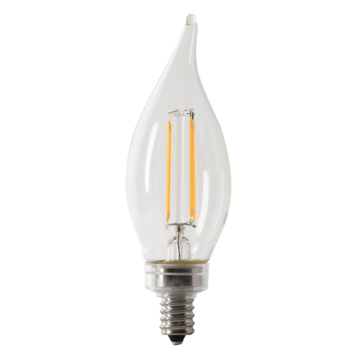 BPCFC100927CAFIL/ Filament LED Bulb, Flame Tip, BA10 Lamp, E12 Lamp Base, Clear