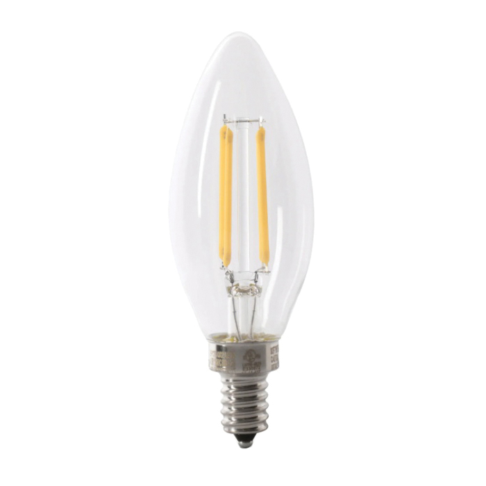 BPCTC100927CAFIL/2 Filament LED Bulb, B10 Lamp, 100 W Equivalent, E12 Lamp Base, Clear