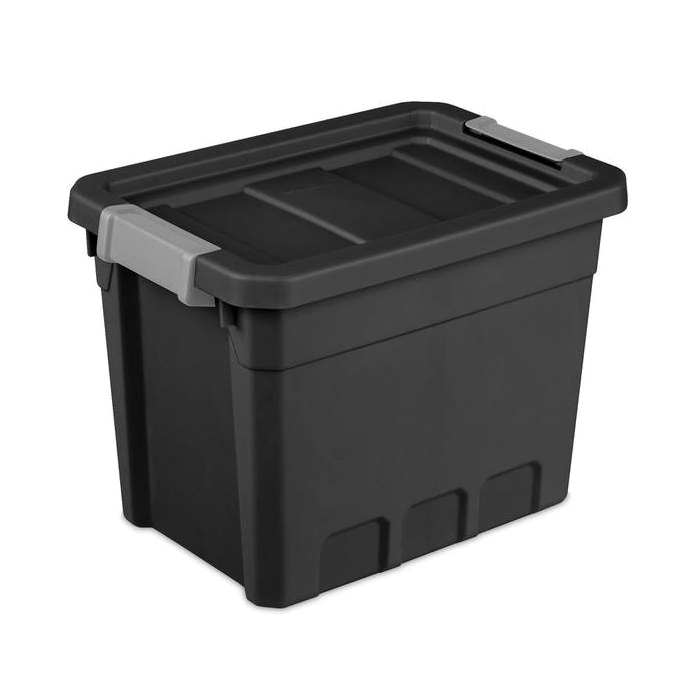 14839006 Stacker Tote, Plastic, Black, 18 in L, 12-5/8 in W, 13-1/4 in H