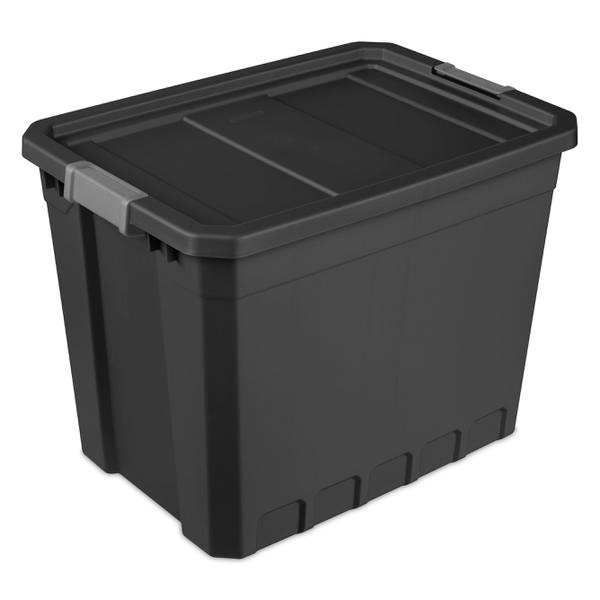 14889004 Stacker Tote, Plastic, Black, 25-3/4 in L, 18-3/8 in W, 19-3/8 in H