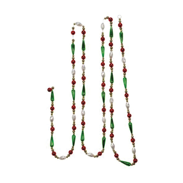 Kurt S Adler H0262 Round Bead with Water Drop Beaded Garland, 9 ft L, Plastic, Multi-Color - 2