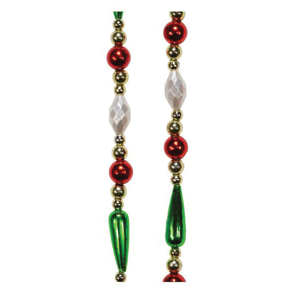 Kurt S Adler H0262 Round Bead with Water Drop Beaded Garland, 9 ft L, Plastic, Multi-Color - 3