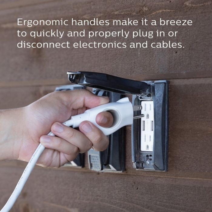 Philips EZGrip Series SPC3183EZT1/37 Extension Cord, 16 AWG Cable, 3-Outlet, 3-Prong, 8 ft L, 13 A, 125 V, White - 4