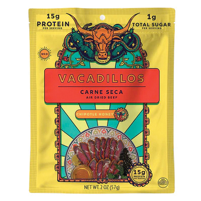 Carne Seca 3223 Air Dried Beef, Chipotle Honey, 2 oz Bag