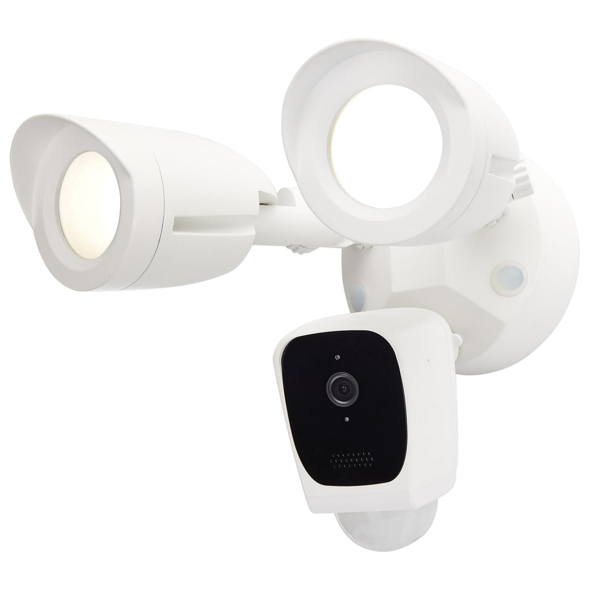 Satco Bullet Series 65-900 Security Camera with Light, 150 deg View, 1080 pixel Resolution, Motion Image Sensor, White