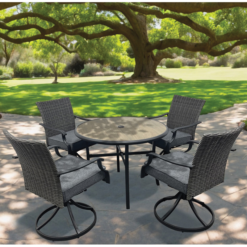 SH23S0890S Willow Creek Swivel Dining Set, 5-Piece, 250 lb Seating, Round Table, Steel Tabletop