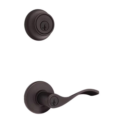 96900-425 Deadbolt Security Set, Keyed Entry Lock, Lever Handle, Balboa Design, Venetian Bronze, Turn Piece