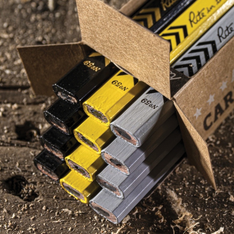Carpenter Pencil, Rite in The Rain, Basswood Barrel, Black/Gray/Yellow Barrel 12PK - 3