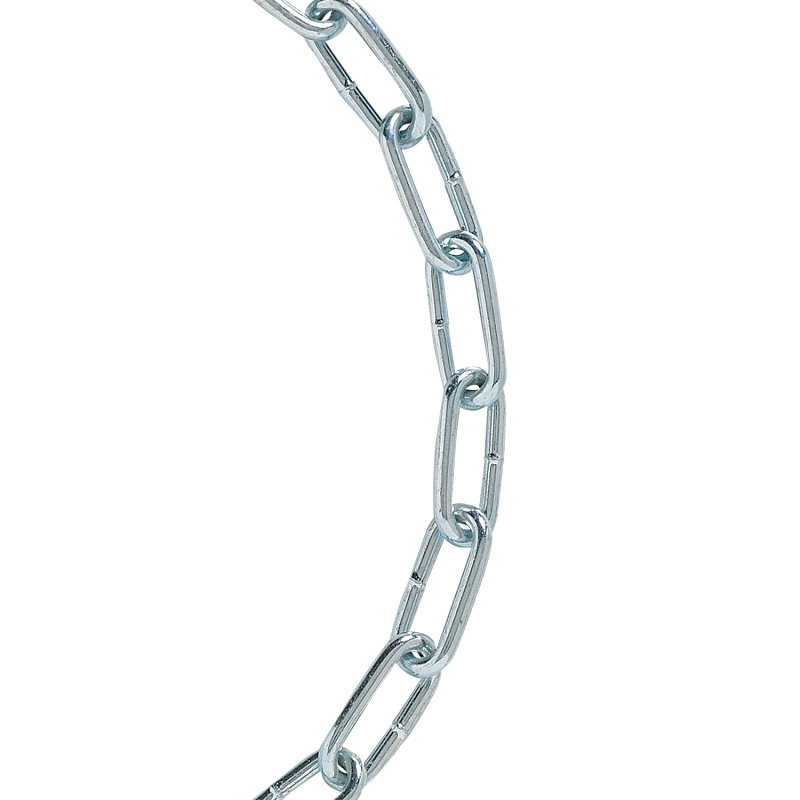46184 Straight Link Chain, 10 ft L, 520 lb Working Load, Low Carbon Steel, Electro Galvanized/Zinc Plated
