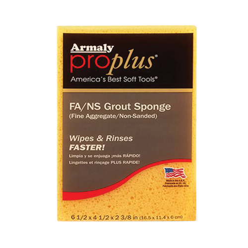 00608 FA/NS Grout Sponge, 6-1/2 in L, 4-1/2 in W, 2-3/8 in Thick, Polyester, Yellow