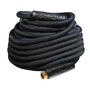 Pro 8586 Water Hose with Brass Nozzle, 3/8 in, 50 ft L, Rubber/Vinyl, Black