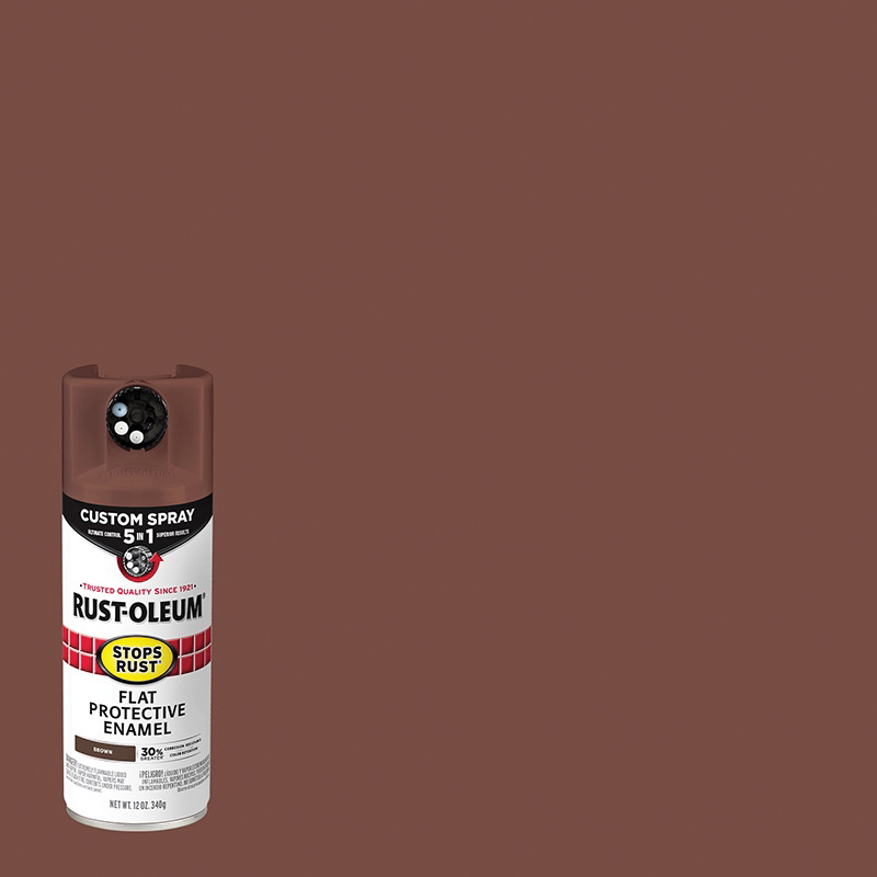 376857 5-In-1 Enamel Paint, Flat, Brown, 12 oz, Aerosol Can