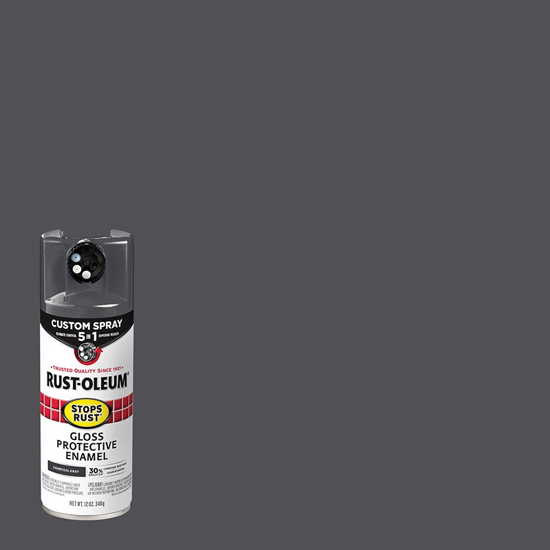 376888 5-In-1 Enamel Paint, Gloss, Charcoal Gray, 12 oz, Aerosol Can