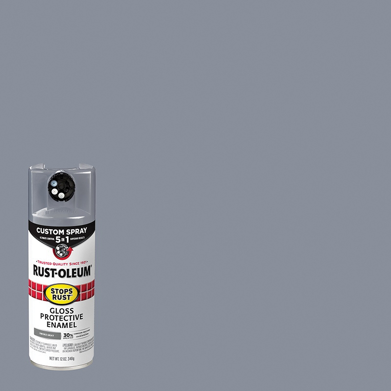 376897 5-In-1 Enamel Paint, Gloss, Smoke Gray, 12 oz, Aerosol Can