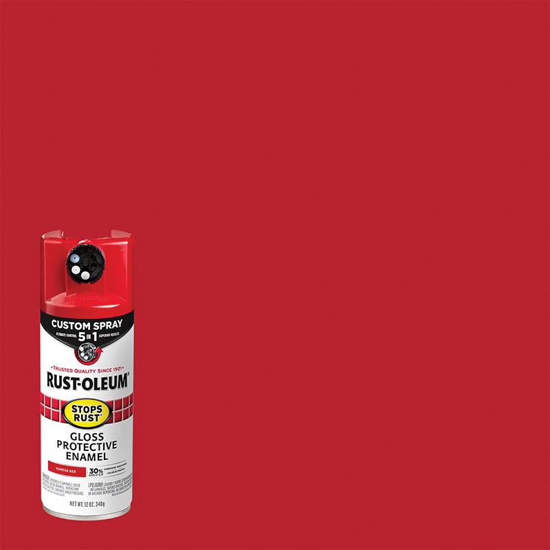 376899 5-In-1 Enamel Paint, Gloss, Sunrise Red, 12 oz, Aerosol Can