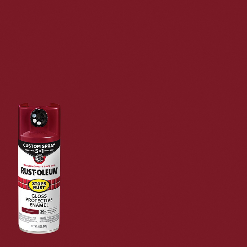 376901 5-In-1 Enamel Paint, Gloss, Burgundy, 12 oz, Aerosol Can