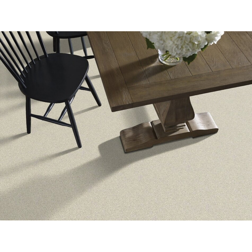 Shaw Floors Enduring Comfort I Series E0341-00100 Indoor Carpet, 12 ft W, Solid Pattern, Nylon Rug, China Pearl - 2