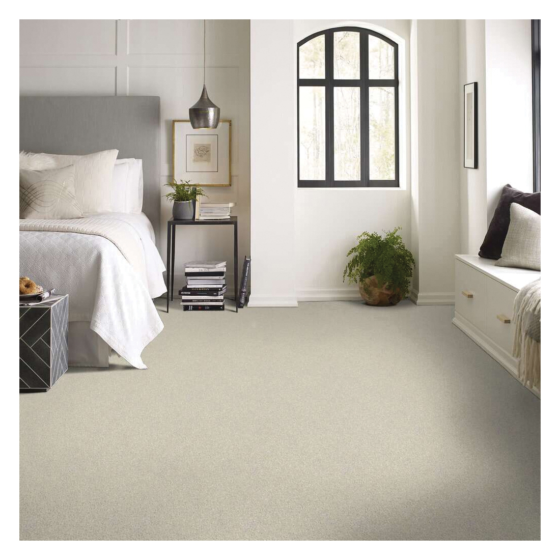 Shaw Floors Enduring Comfort I Series E0341-00100 Indoor Carpet, 12 ft W, Solid Pattern, Nylon Rug, China Pearl - 3