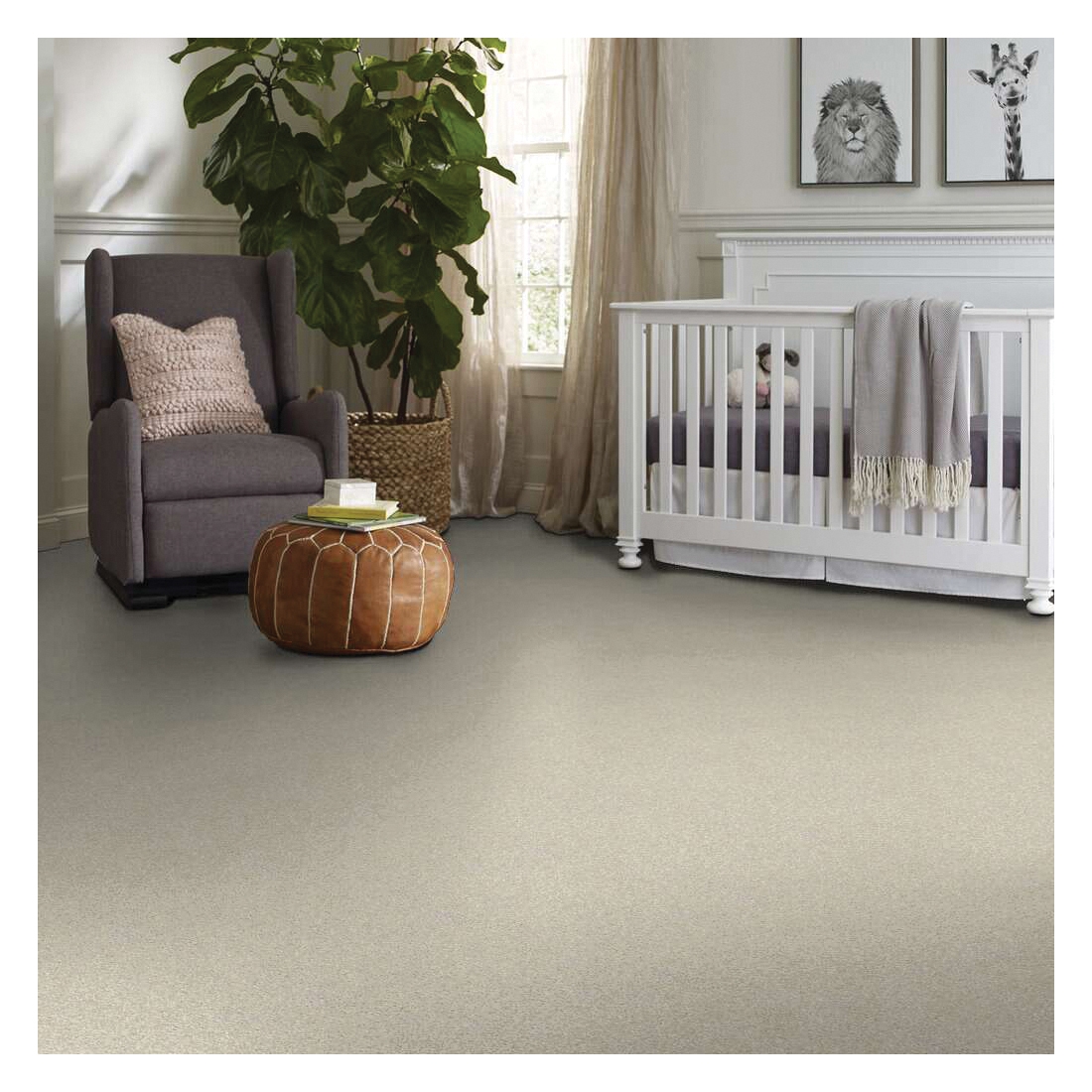 Shaw Floors Enduring Comfort I Series E0341-00100 Indoor Carpet, 12 ft W, Solid Pattern, Nylon Rug, China Pearl - 4