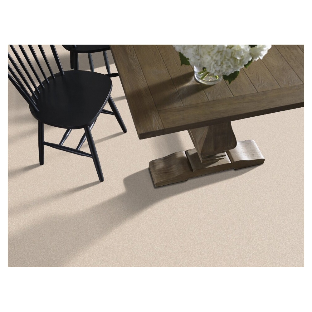 Shaw Floors That's Right Series E0812-00101 Indoor Carpet, 12 ft W, Solid Pattern, Nylon Rug, Sandy Shore - 2