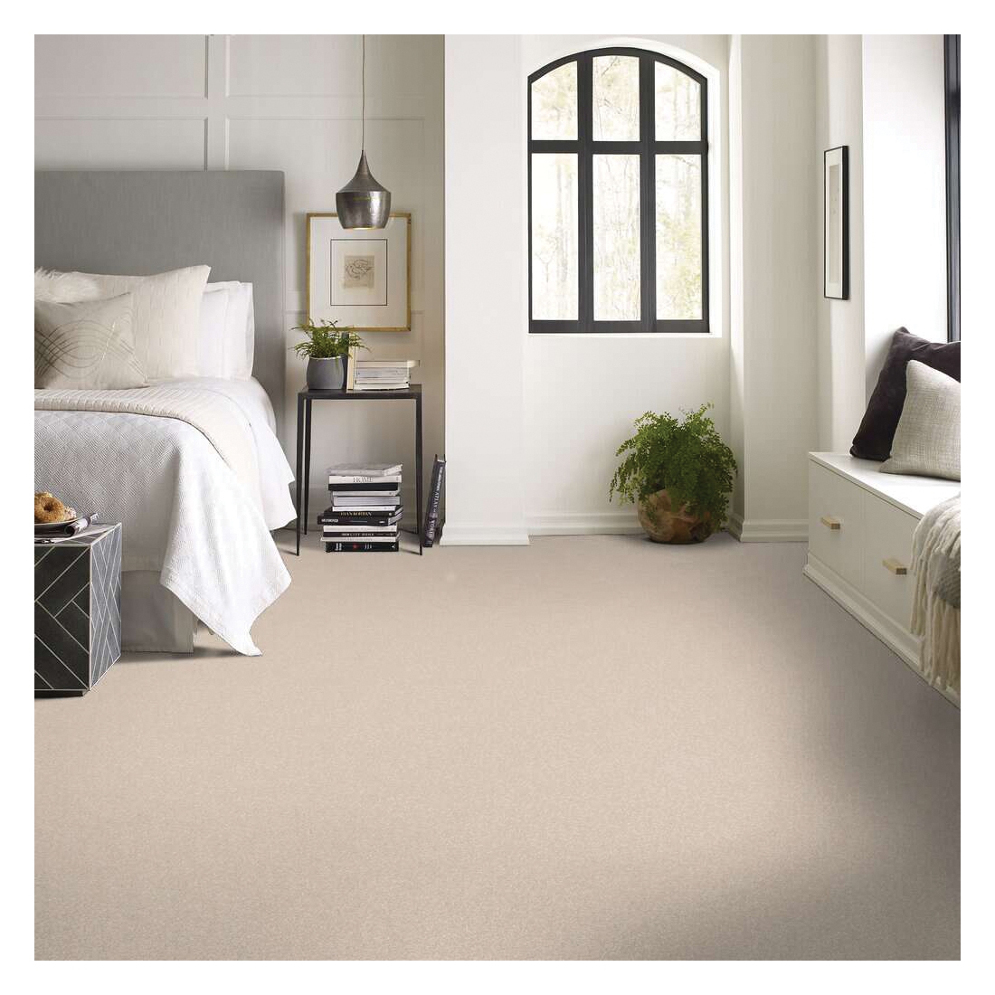 Shaw Floors That's Right Series E0812-00101 Indoor Carpet, 12 ft W, Solid Pattern, Nylon Rug, Sandy Shore - 3