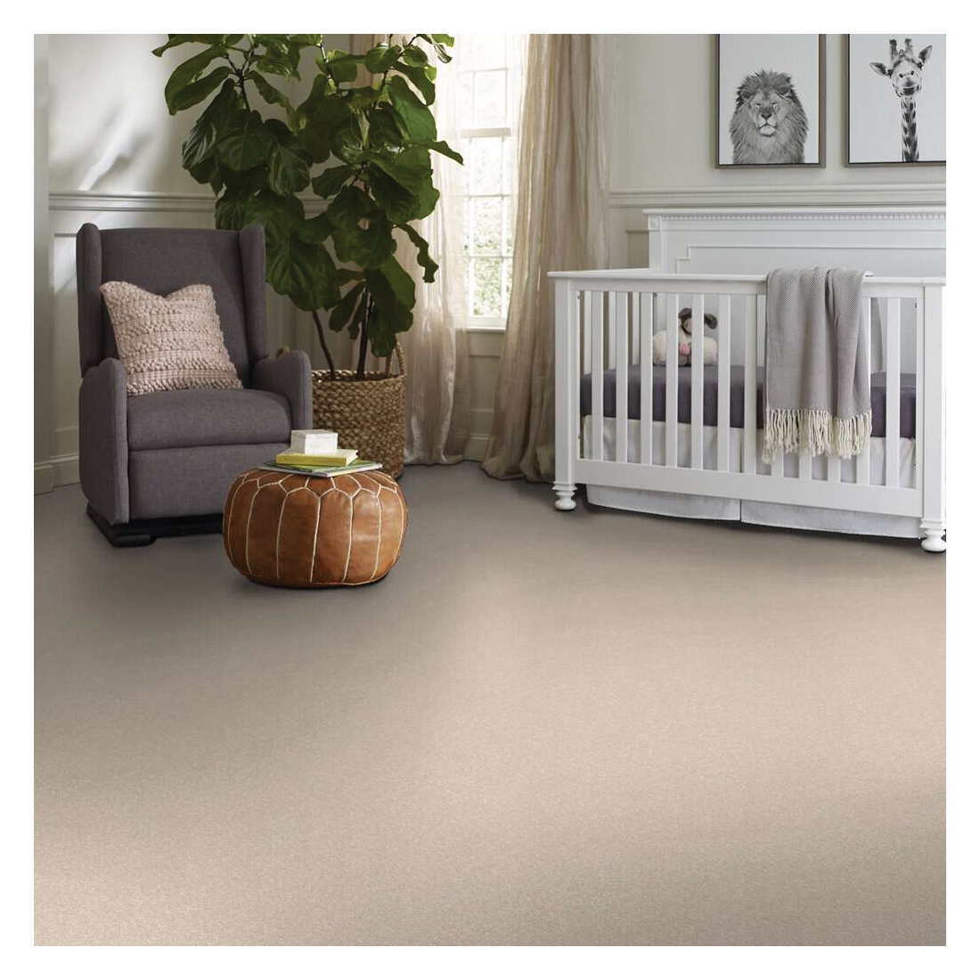 Shaw Floors That's Right Series E0812-00101 Indoor Carpet, 12 ft W, Solid Pattern, Nylon Rug, Sandy Shore - 4