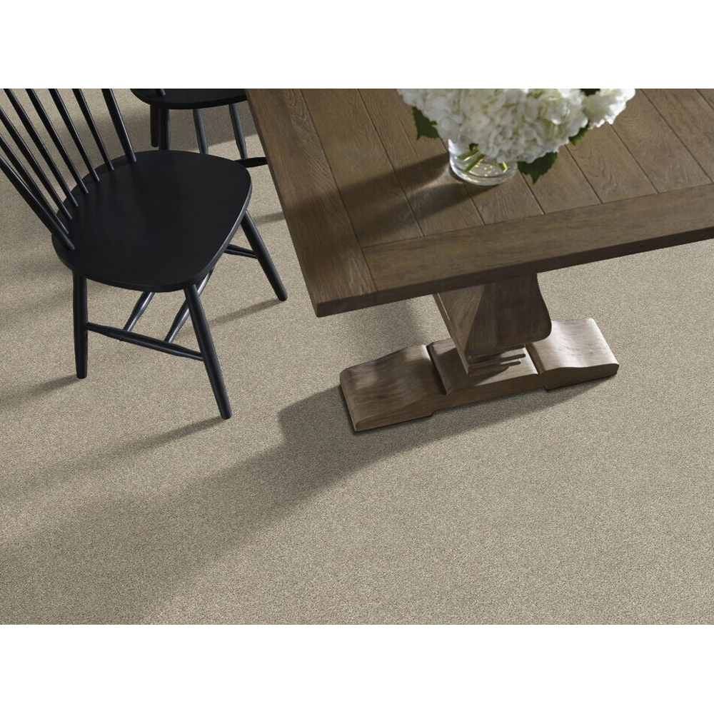 Shaw Floors Shake It Up Tonal Net Value Series E9859-00112 Indoor Carpet, 12 ft W, Solid Pattern, PET Rug, Stucco - 2