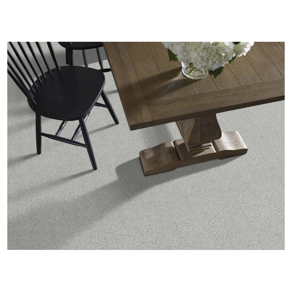Shaw Floors Caress Rich Opulence Series CCS88-00400 Indoor Carpet, 12 ft W, Solid Pattern, Nylon Rug, Sky Washed - 2