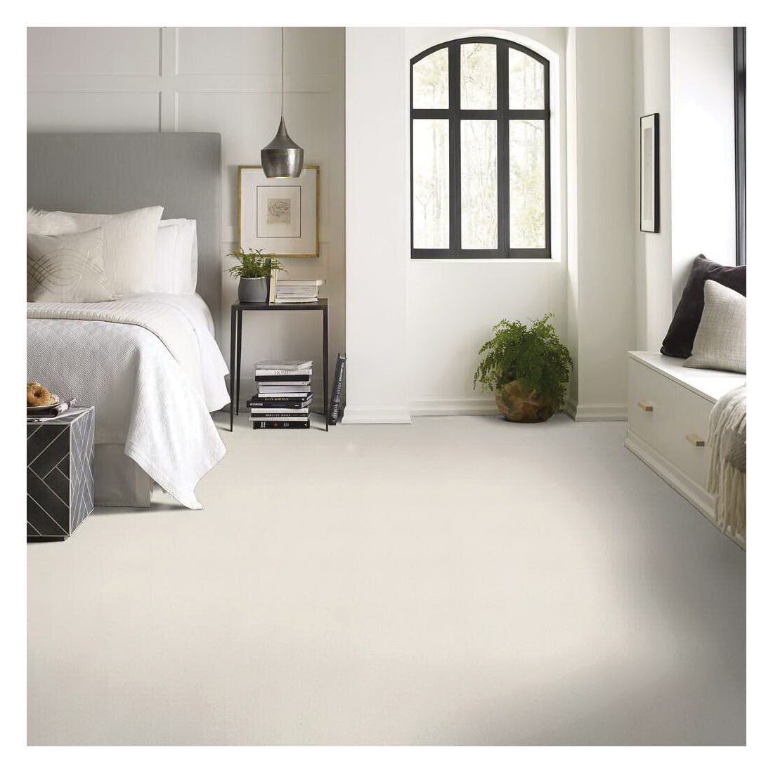 Shaw Floors Warm Memories Sfa Series EA825-122P Indoor Carpet, 12 ft W, Solid Pattern, Nylon Rug, Clean Linen - 3