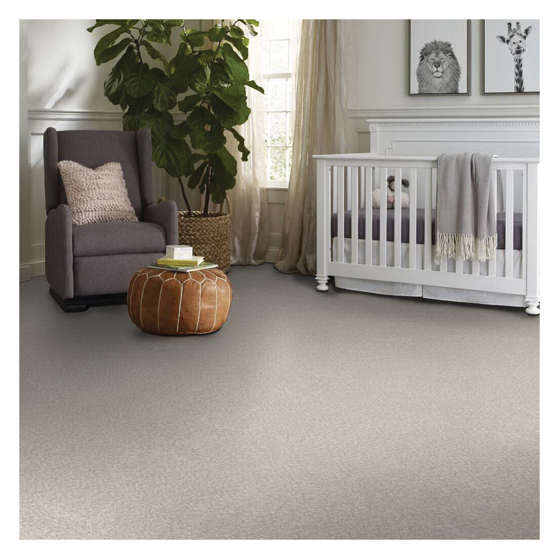Shaw Floors Foundations, Alluring Canvas Series 5E445-00102 Indoor Carpet, Winter Dawn, 12 ft W, Solid Pattern - 3