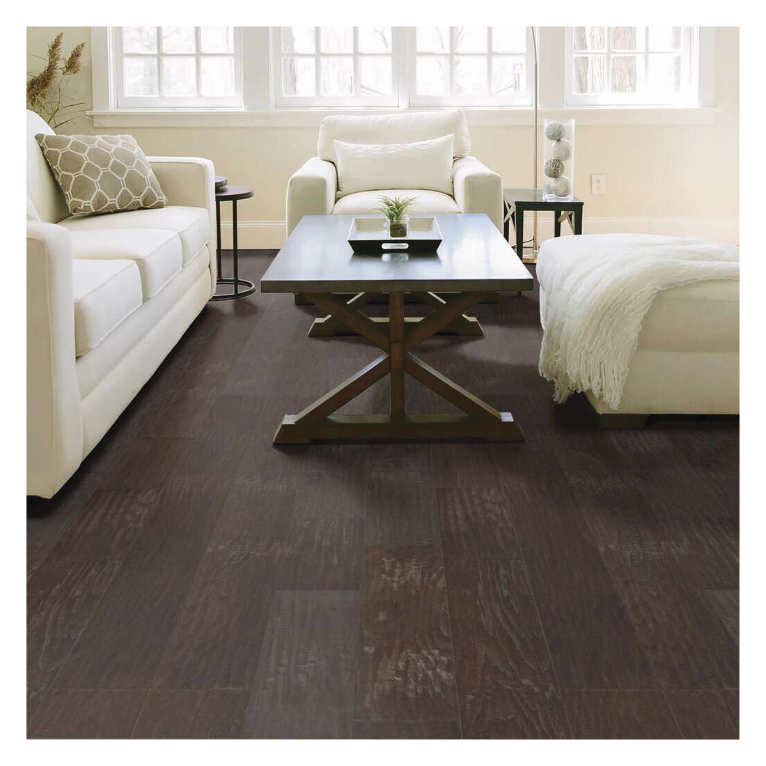 Shaw Floors Sequoia Shaw Hardwoods Series 00510-SW545 Engineered Hardwood, 10 in L, 6.38 in W, Pillowed Edge, Granite - 5