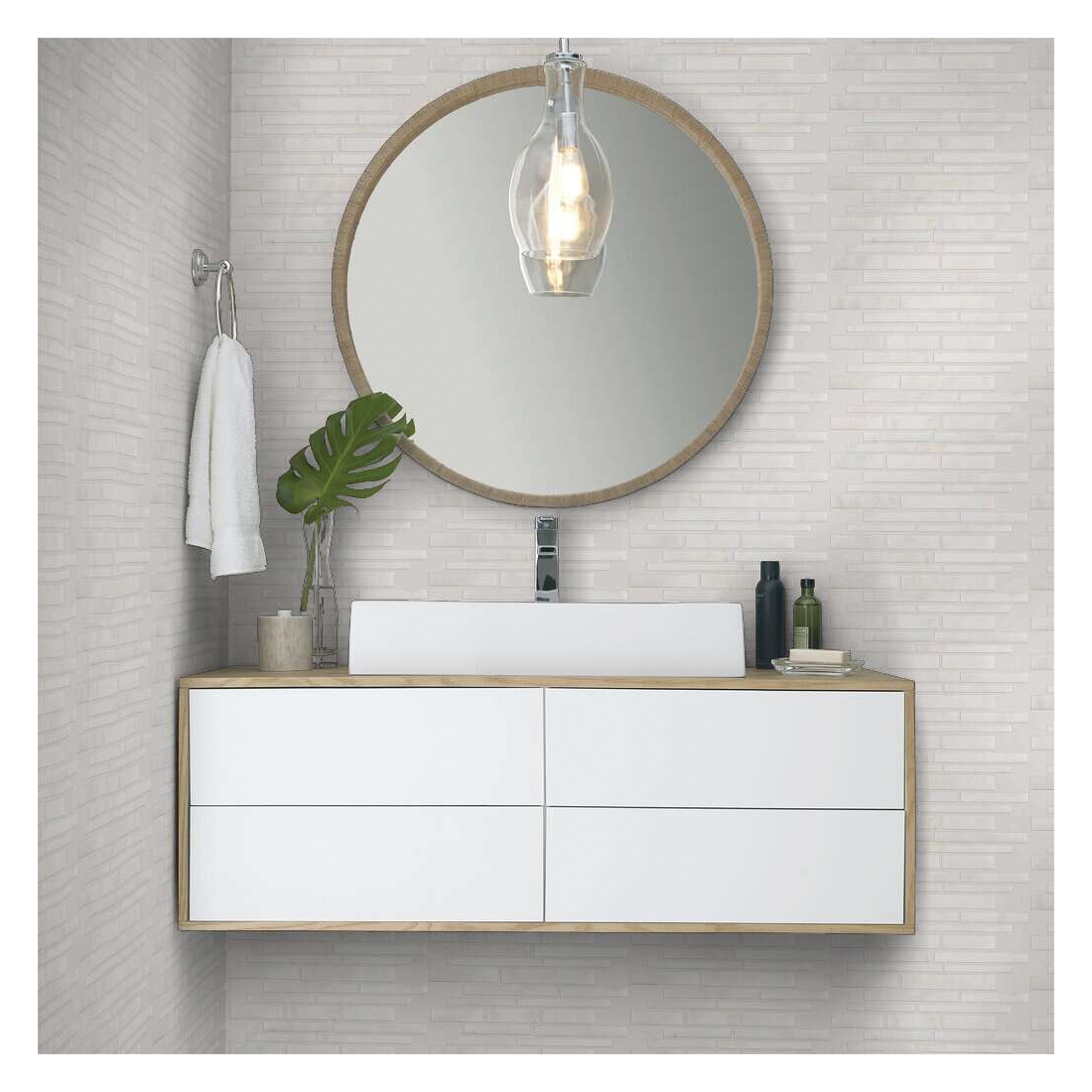 Shaw Floors Ceramic Solutions Boca Series CS79M-00101 Natural Stone Tile, 12.01 in L Tile, 10.04 in W Tile, Pearl - 4