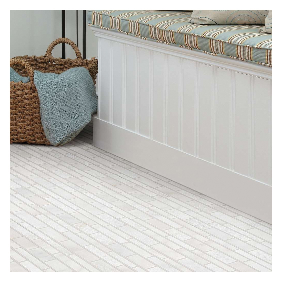 Shaw Floors Ceramic Solutions Boca Series CS78M-00120 Natural Stone Tile, 12.01 in L Tile, 10.04 in W Tile, White Water - 3