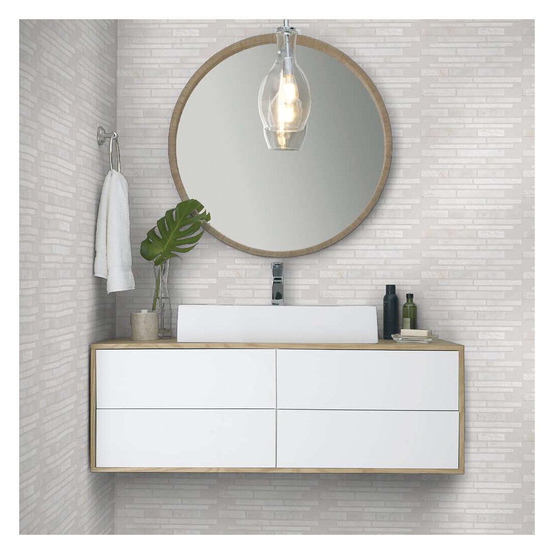 Shaw Floors Ceramic Solutions Boca Series CS78M-00120 Natural Stone Tile, 12.01 in L Tile, 10.04 in W Tile, White Water - 4