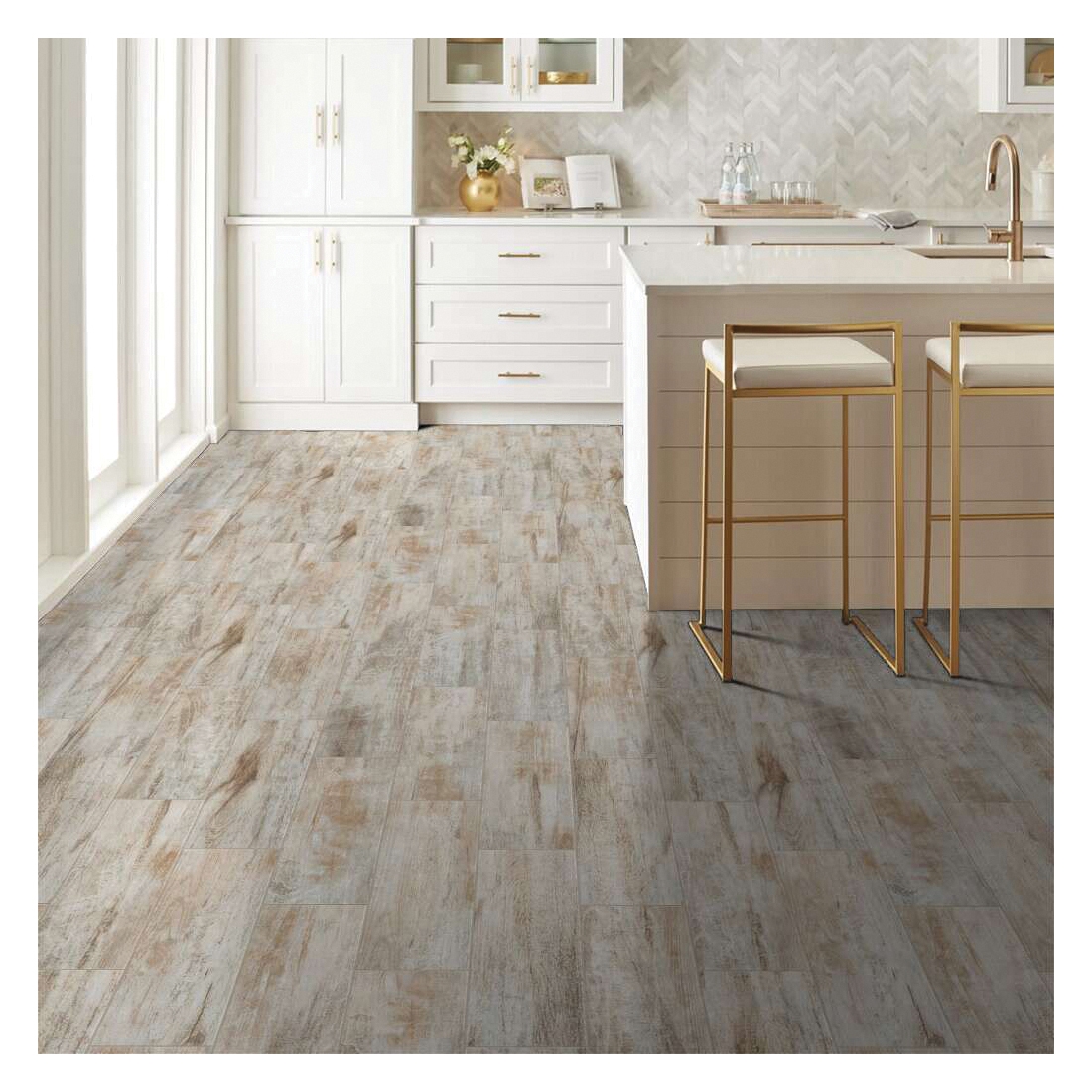 Shaw Floors Ceramic Solutions Olympia Series CS68Q-00100 Ceramic Floor Tile, 21.69 in L Tile, 7.13 in W Tile, White - 4