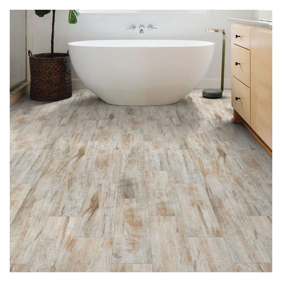 Shaw Floors Ceramic Solutions Olympia Series CS68Q-00100 Ceramic Floor Tile, 21.69 in L Tile, 7.13 in W Tile, White - 5