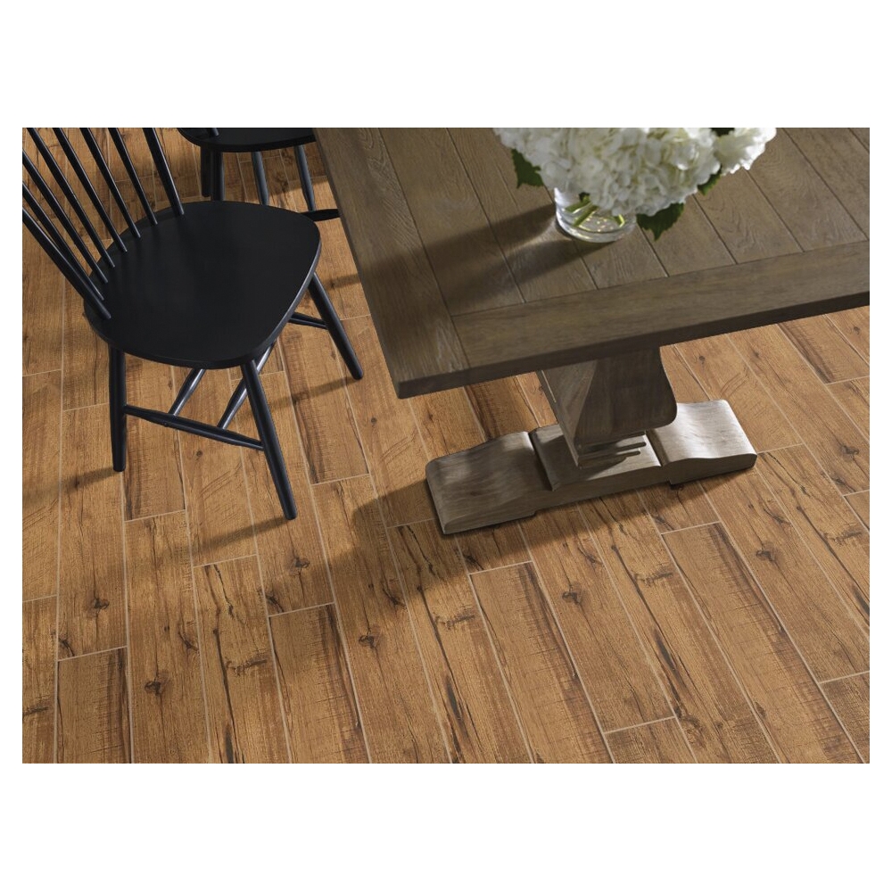 Shaw Floors Ceramic Solutions, Fired Hickory Series CS37M-00220 Porcelain Floor Tile, 35-3/4 in L Tile, Spicebark - 2