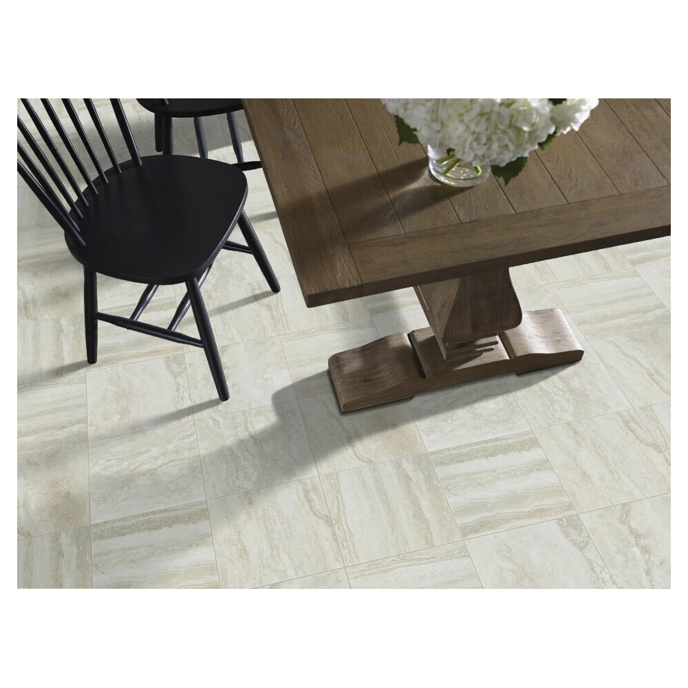 Shaw Floors Ceramic Solutions Genesis Series CS23V-00125 Porcelain Floor Tile, 12.99 in L Tile, 12.99 in W Tile, Ivory - 2
