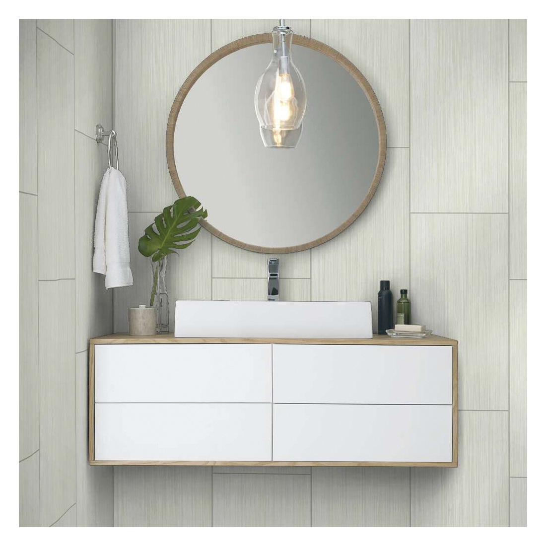 Shaw Floors Ceramic Solutions, Grand Strands Series CS84W-00100 Porcelain Floor Tile, 23.87 in L, 11.87 in W, Gossamer - 4