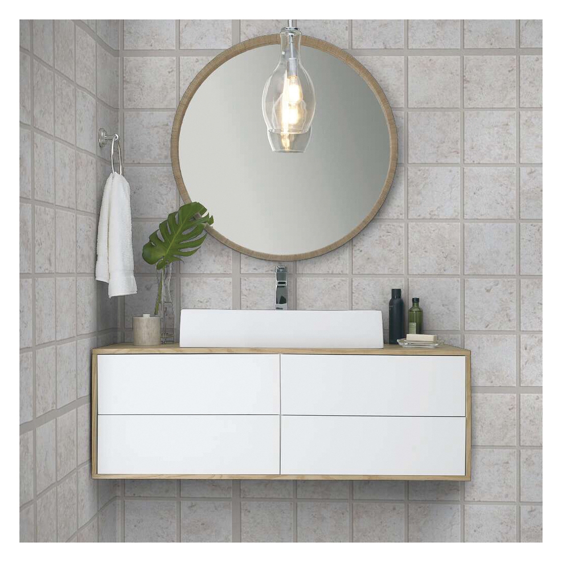 Shaw Floors Ceramic Solutions Empire Series CS99Q-00100 Ceramic Tile, 12.99 in L Tile, 12.99 in W Tile, Cut Edge, Cream - 4